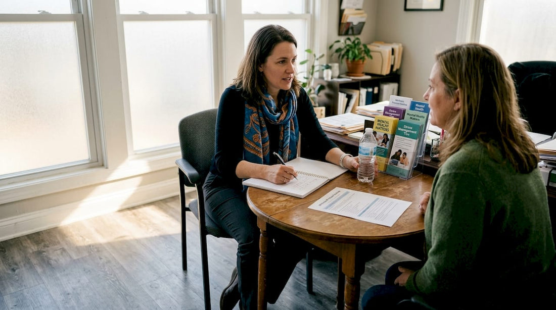 Consultant reviews wellness protocol with client
