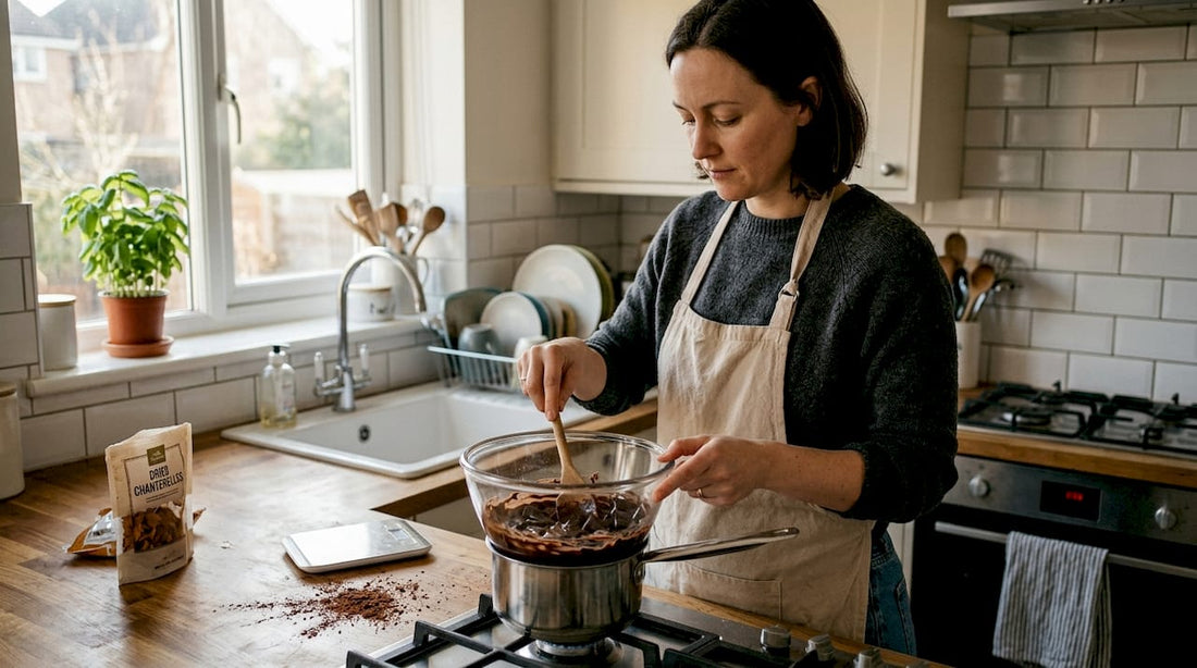 Home cook making psilocybin chocolate