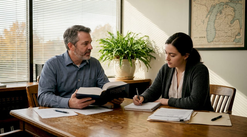 Attorney and client discuss Michigan mushroom law