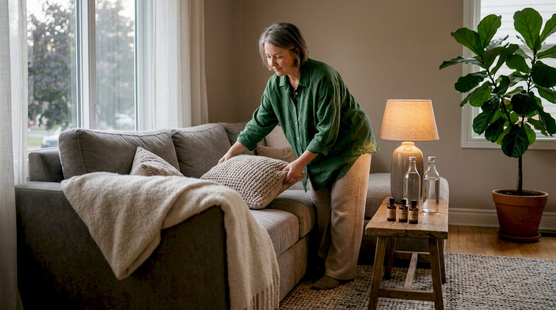 Trip sitter setting up safe space for mushroom trip