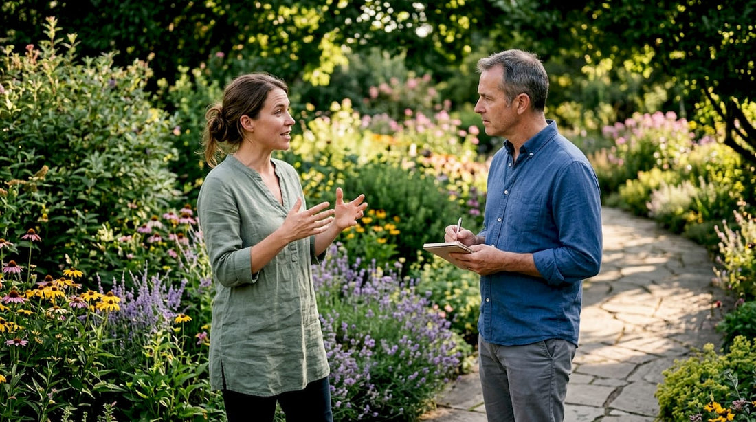 Wellness practitioner explaining adaptogens to client