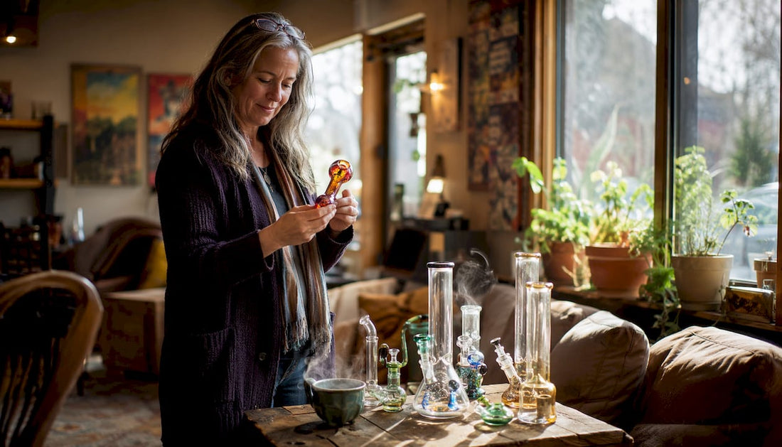 Woman browsing smoke shop products