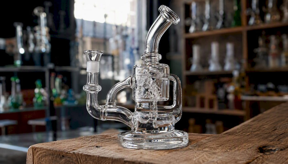 Glass recycler rig with water flowing through chambers