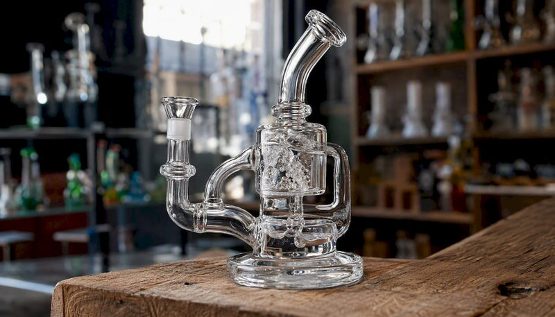 Glass recycler rig with water flowing through chambers