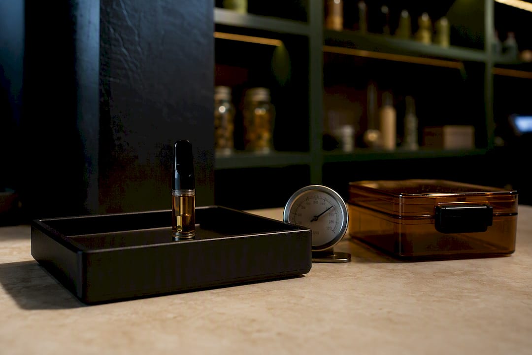 Anonymous vape cartridge stored upright
