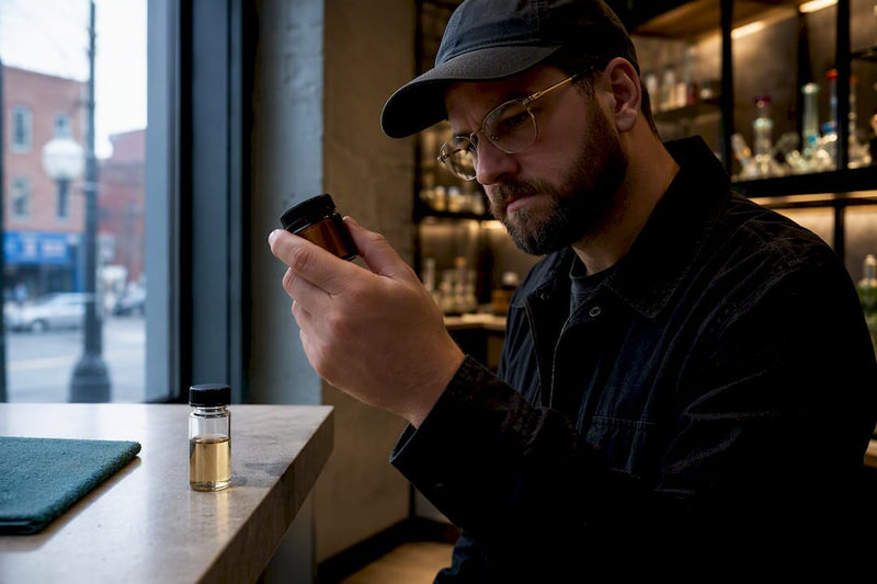 Shopper checking anonymous CBD batch details