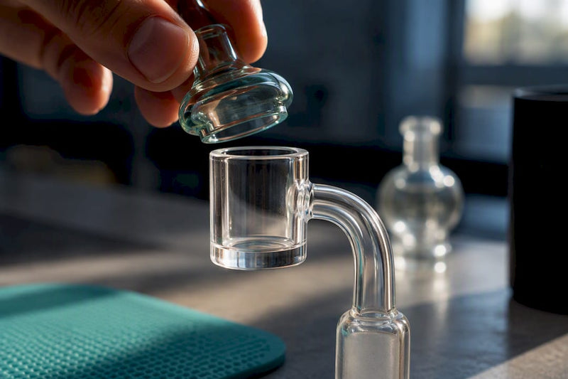 Carb cap positioned over banger rim