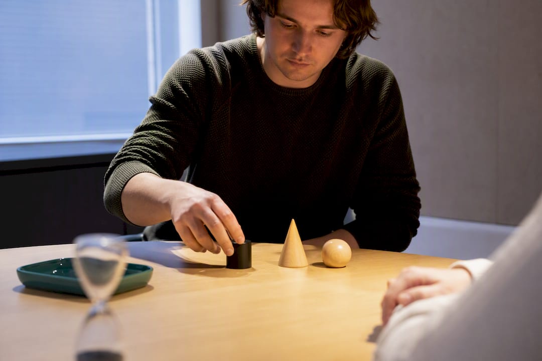 Participant completing a creativity test